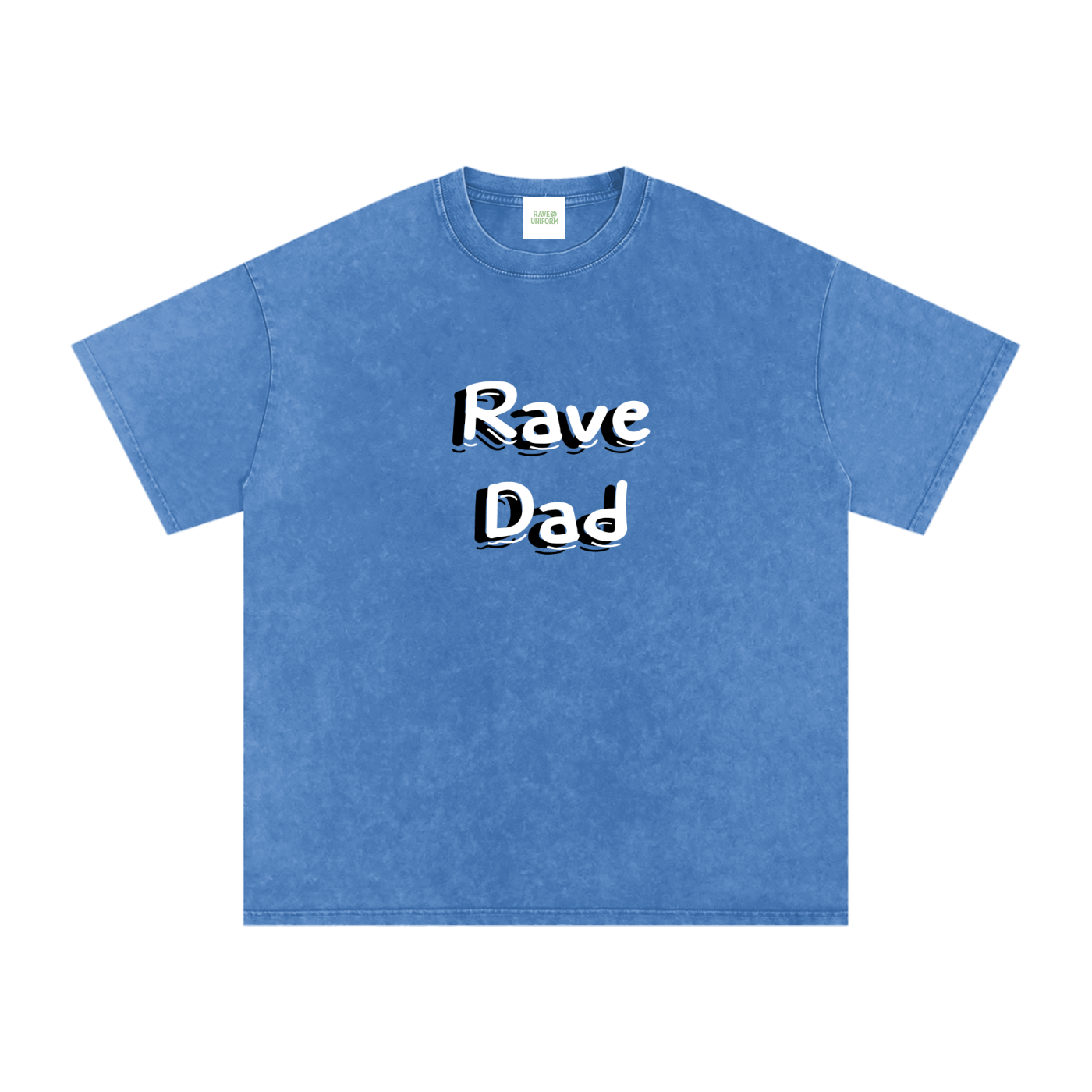Rave Dad Oversized Vintage T-Shirt in Light Blue detail view by Rave Uniform