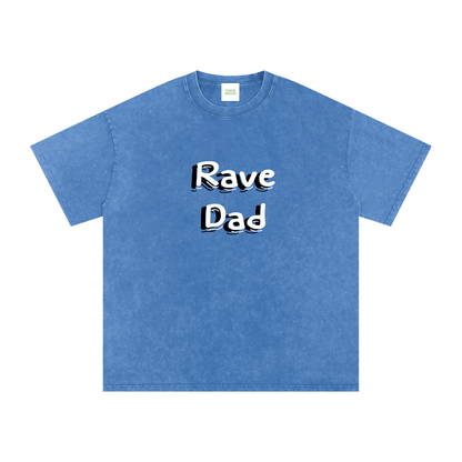 Rave Dad Oversized Vintage T-Shirt in Light Blue detail view by Rave Uniform