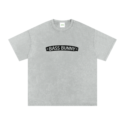 Bass Bunny Oversized Vintage T-Shirt in Light Gray by Rave Uniform