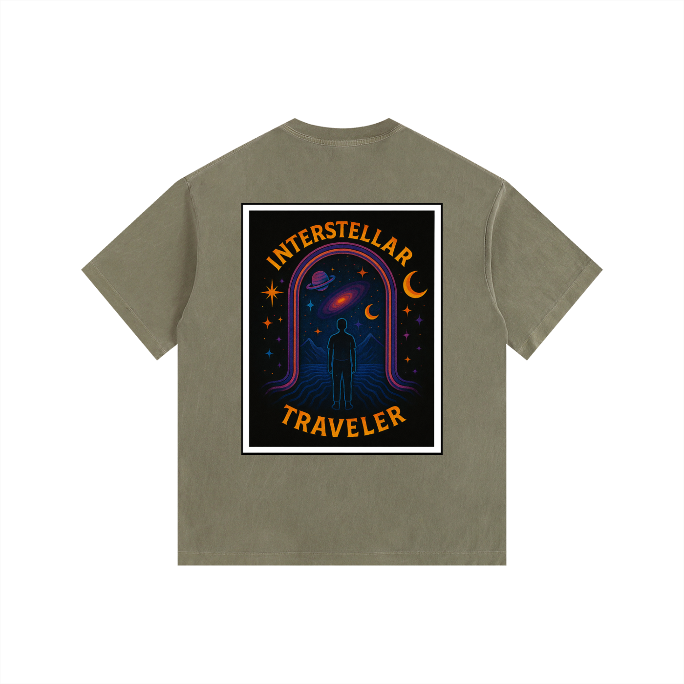 Interstellar Traveller Oversized T-Shirt in Army Green alternate view by Rave Uniform