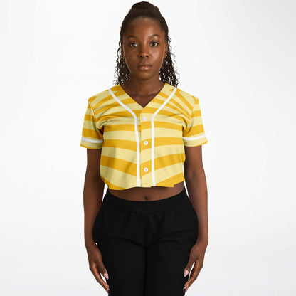 Banana Split Cropped Baseball Jersey, front, on model