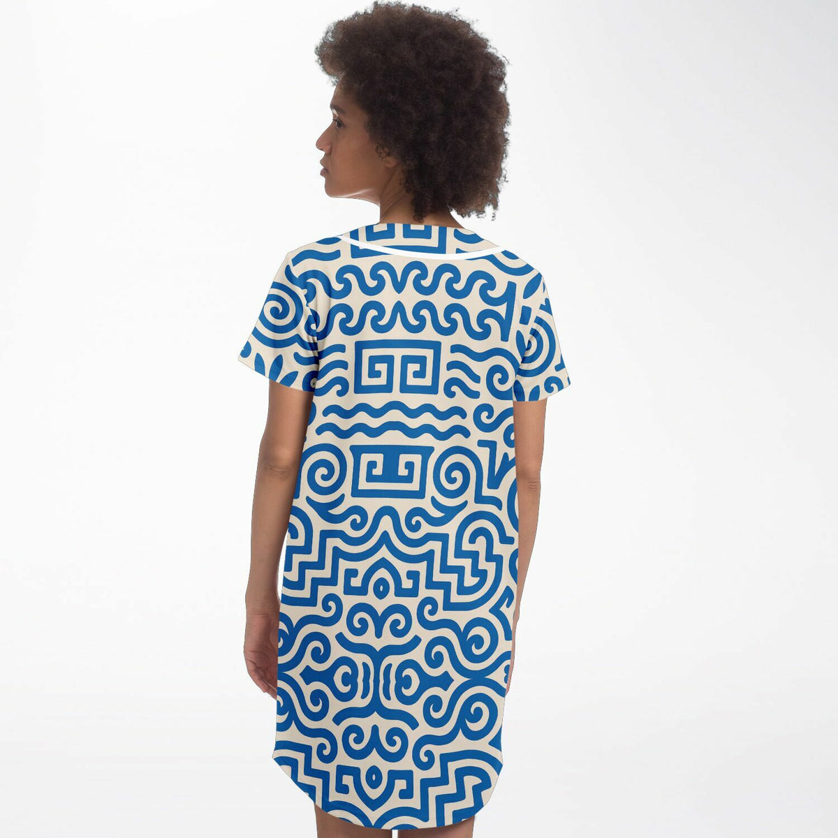 Greek Isles Baseball Jersey Dress, back, on model