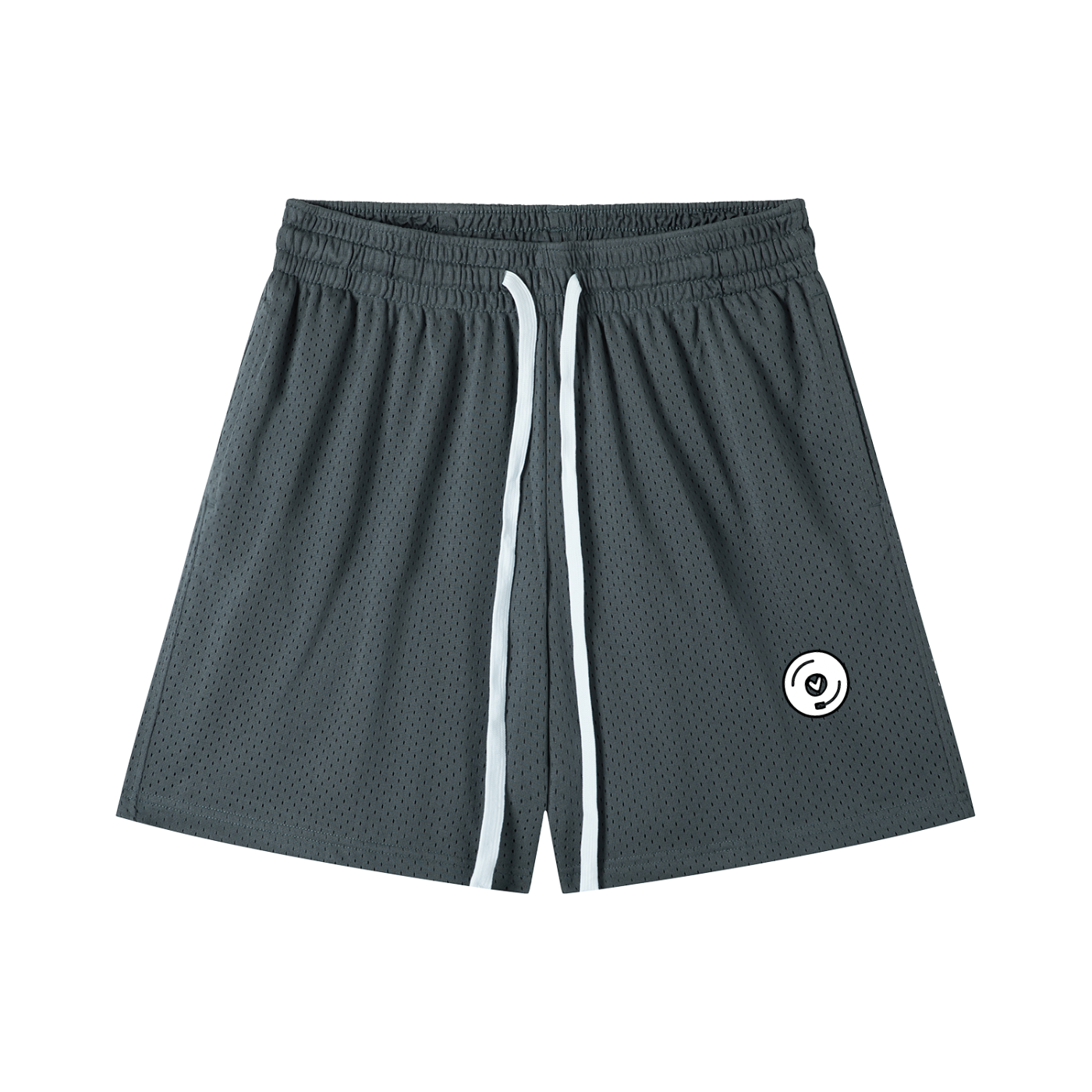 Vinyl Love Mesh Shorts in Gray detail view by Rave Uniform