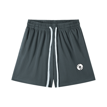 Vinyl Love Mesh Shorts in Gray detail view by Rave Uniform
