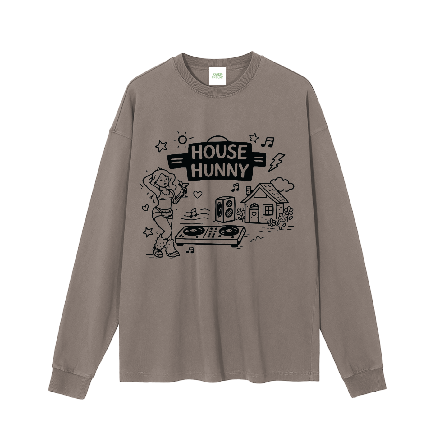 House Hunny Long Sleeve T-Shirt in Brown by Rave Uniform