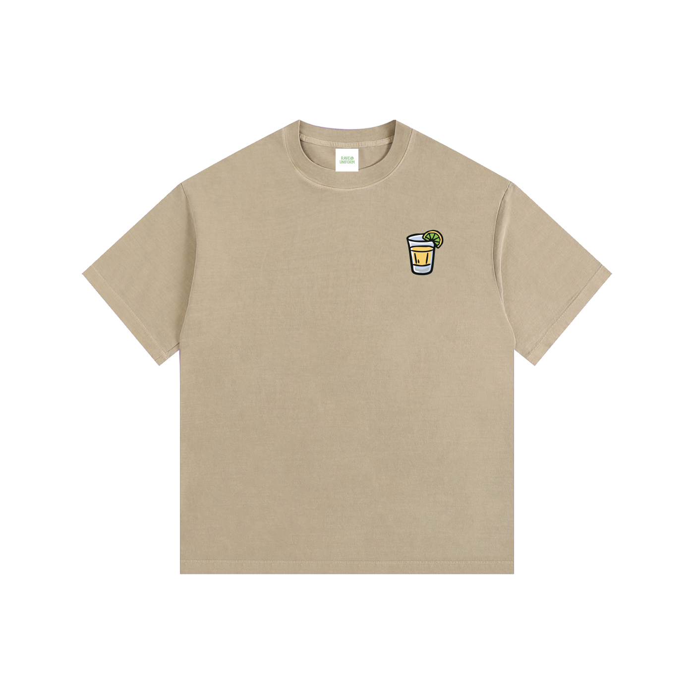 Techno & Tequila Oversized T-Shirt in Khaki by Rave Uniform