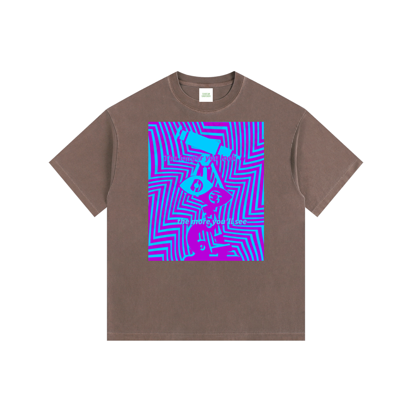 Eye Spy Oversized T-Shirt in Coffee detail view by Rave Uniform