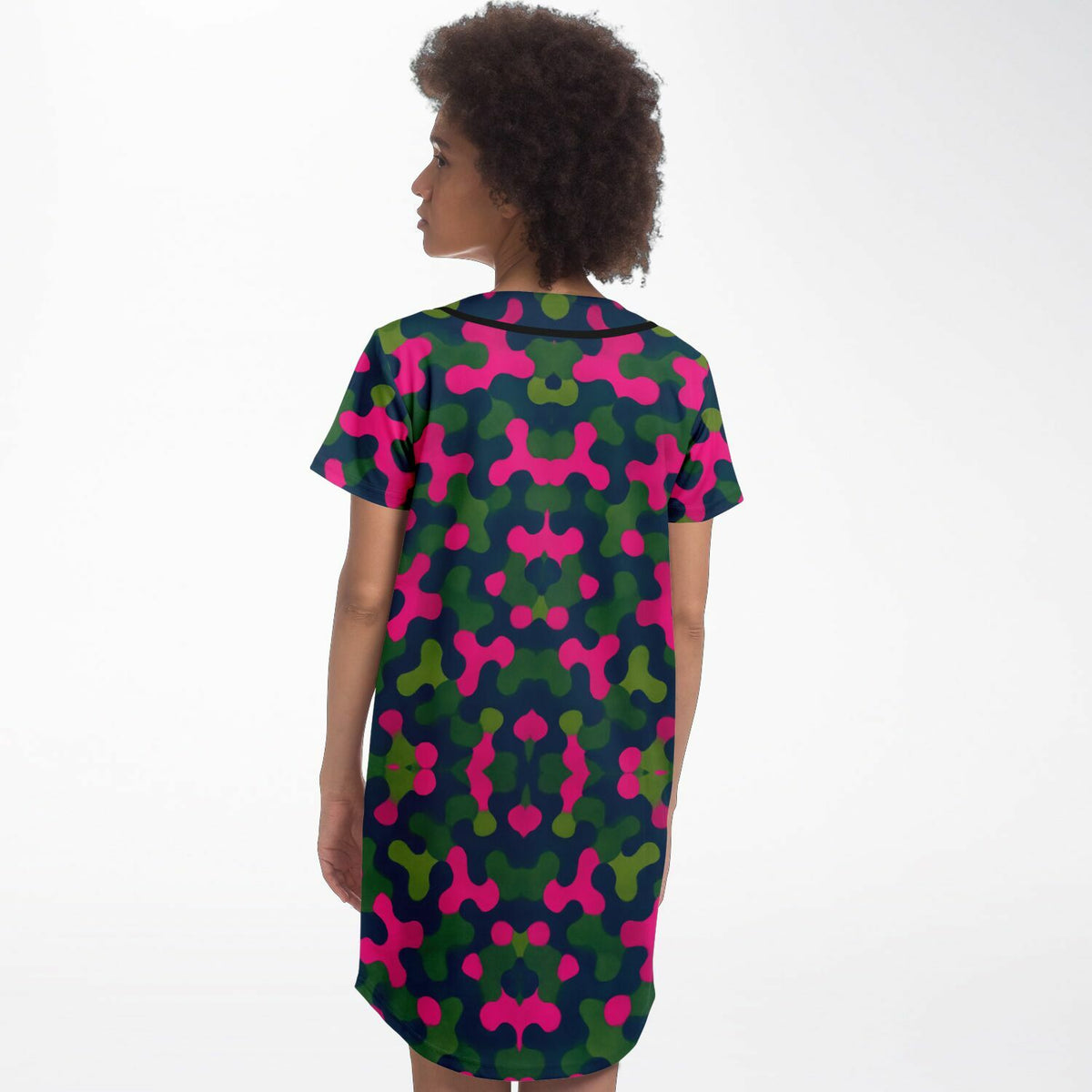 Rave Camo Baseball Jersey Dress, back, on model