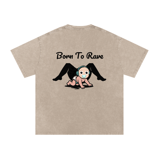 Born To Rave Oversized Vintage T-Shirt - Rave Streetwear View