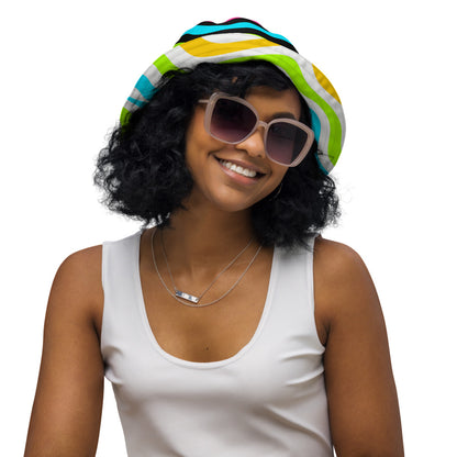 Acid Waves Reversible Bucket Hat on a model, view 2