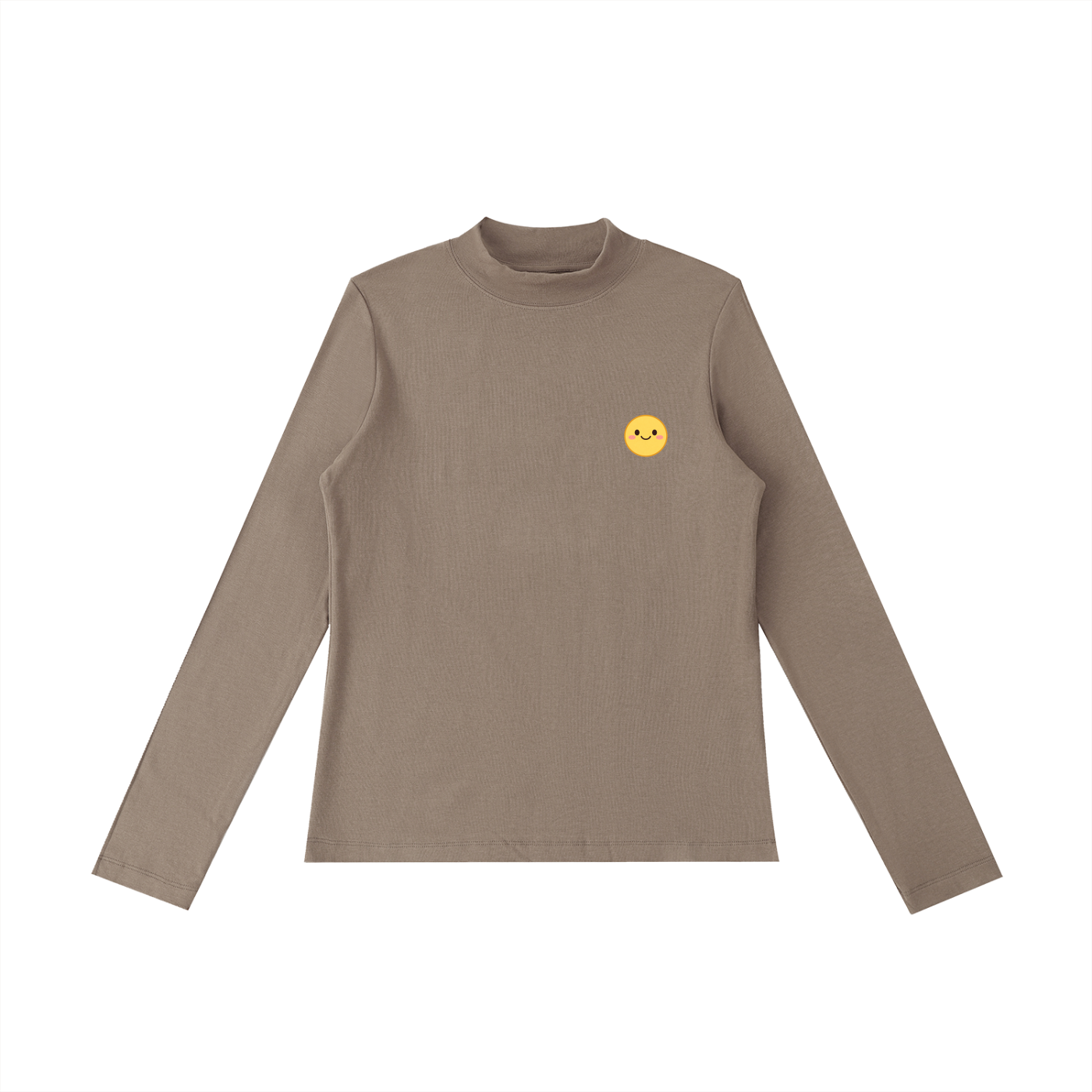 Essential Mock Neck Long Sleeve T-Shirt in Light Coffee by Rave Uniform