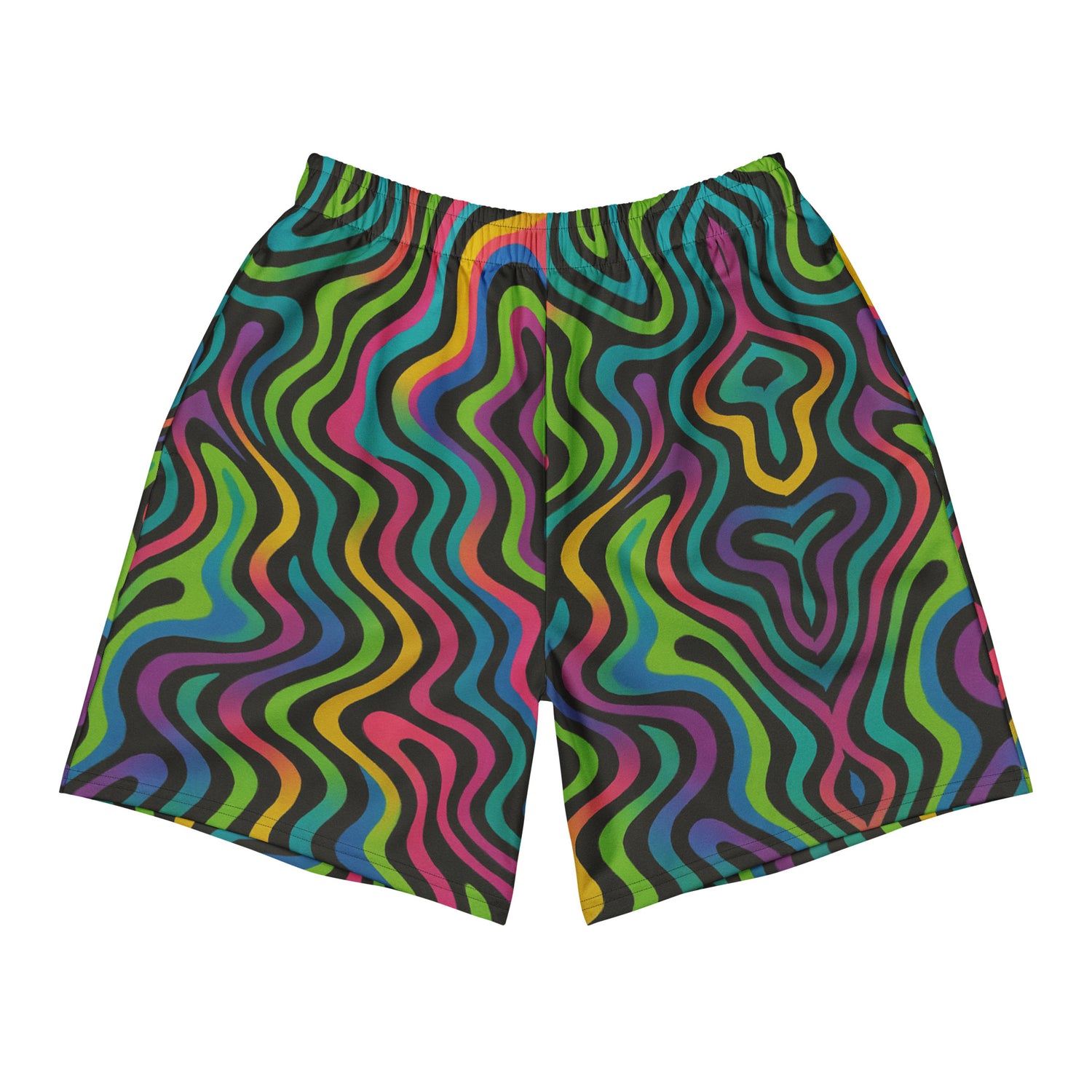 Psychedelic Drapes Active Shorts - Rave Streetwear Front View