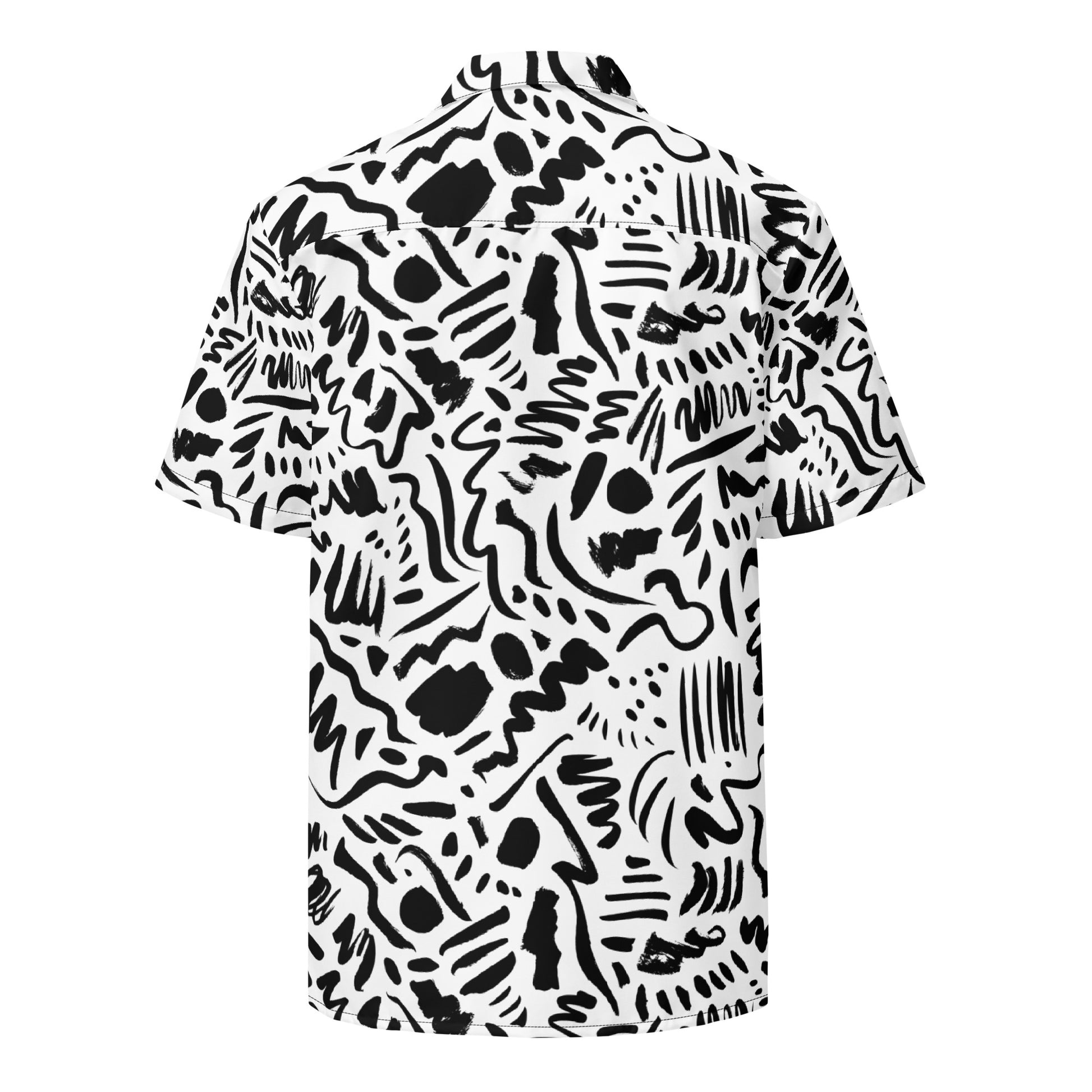 Black Squiggles Collard Shirt back view by Rave Uniform