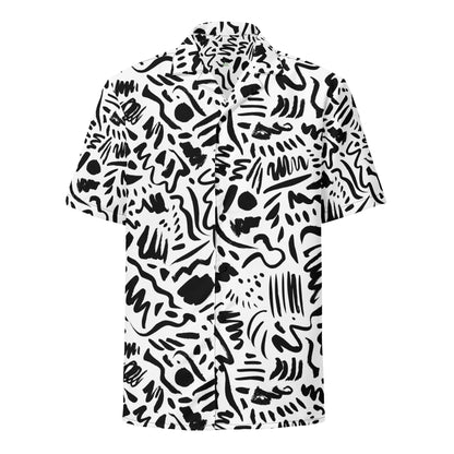Black Squiggles Collard Shirt front view by Rave Uniform