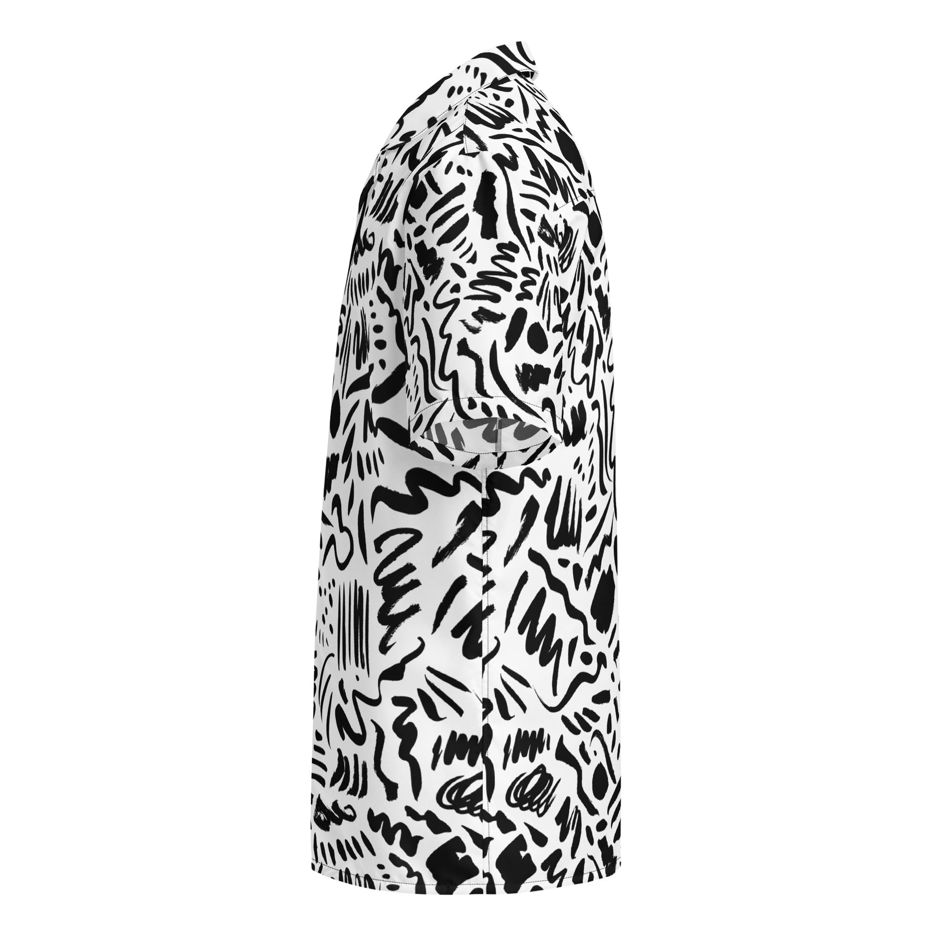 Black Squiggles Collard Shirt side view by Rave Uniform