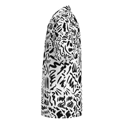 Black Squiggles Collard Shirt side view by Rave Uniform