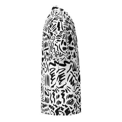 Black Squiggles Collard Shirt side view by Rave Uniform