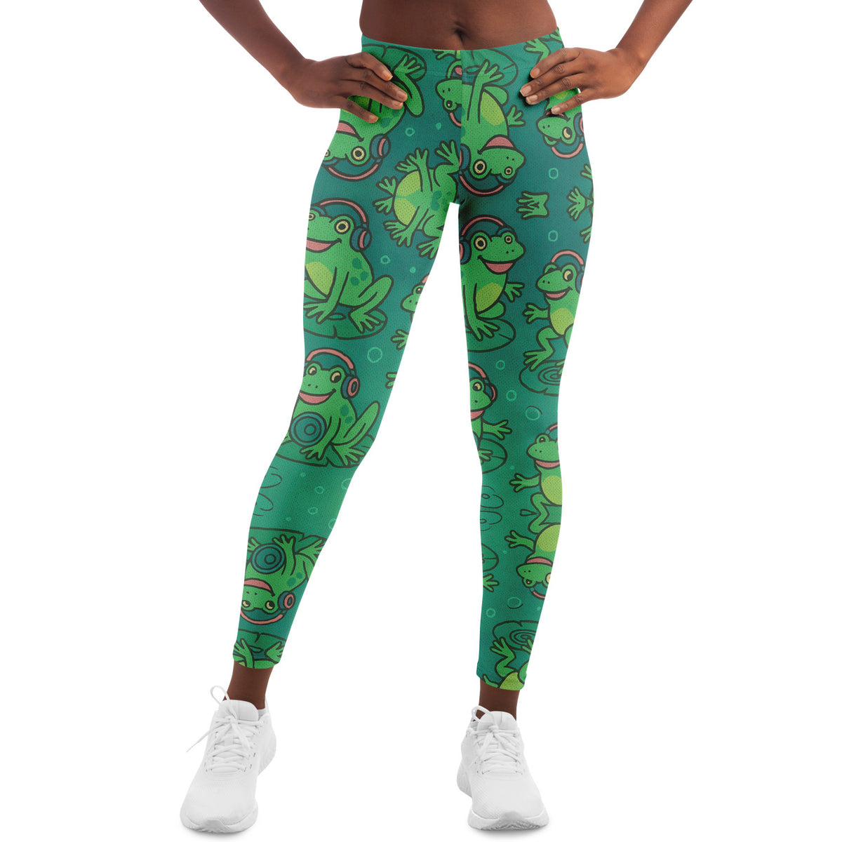 Bass Frog Leggings, front, on model