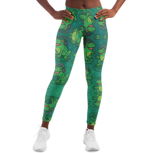 Bass Frog Leggings, front, on model