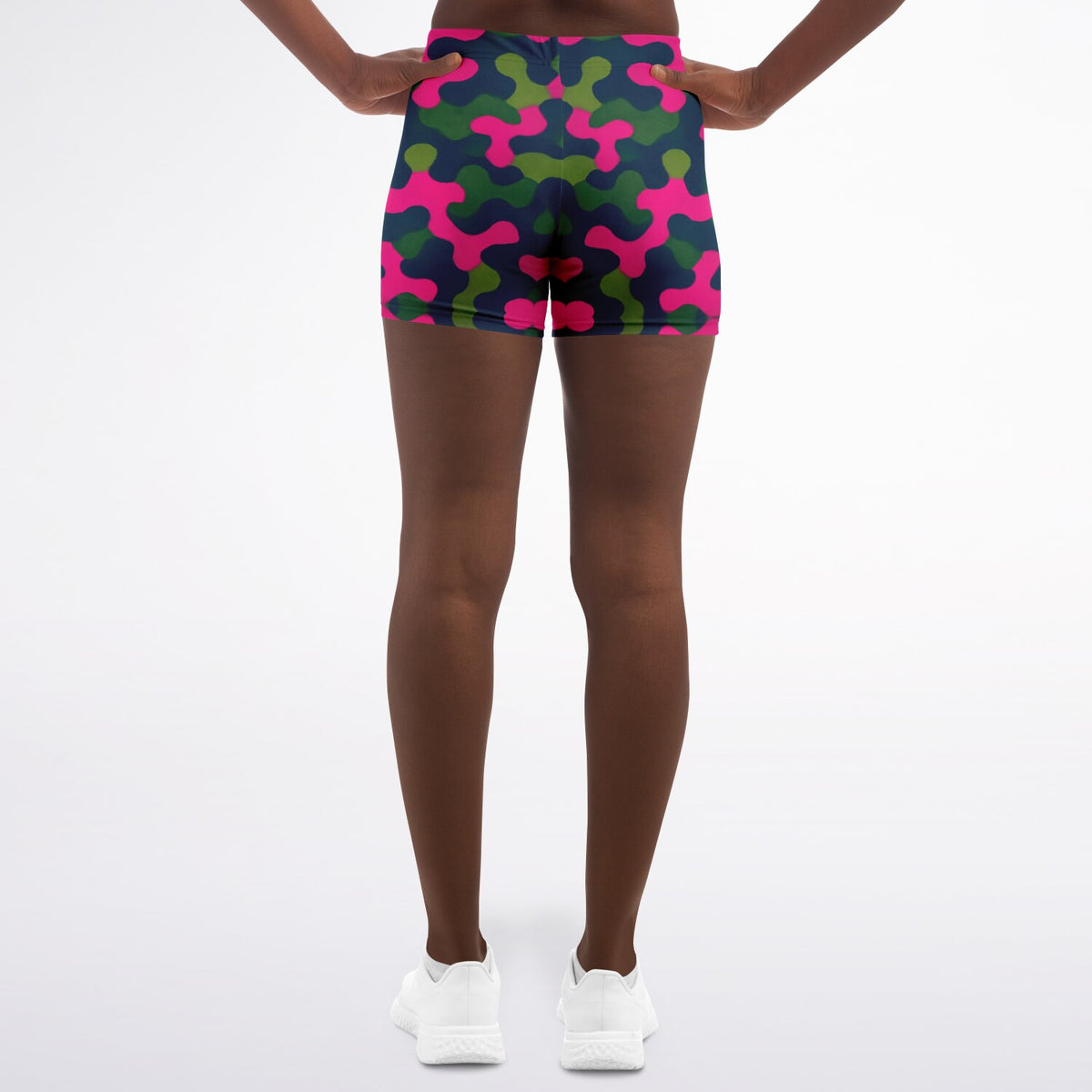 Rave Camo Legging Shorts, back, on model