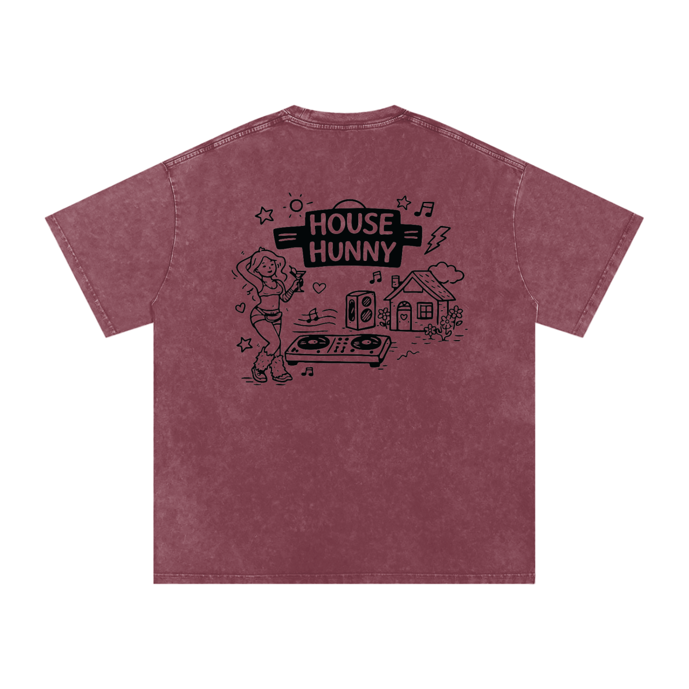 House Hunny Oversized Vintage T-Shirt in Red alternate view by Rave Uniform
