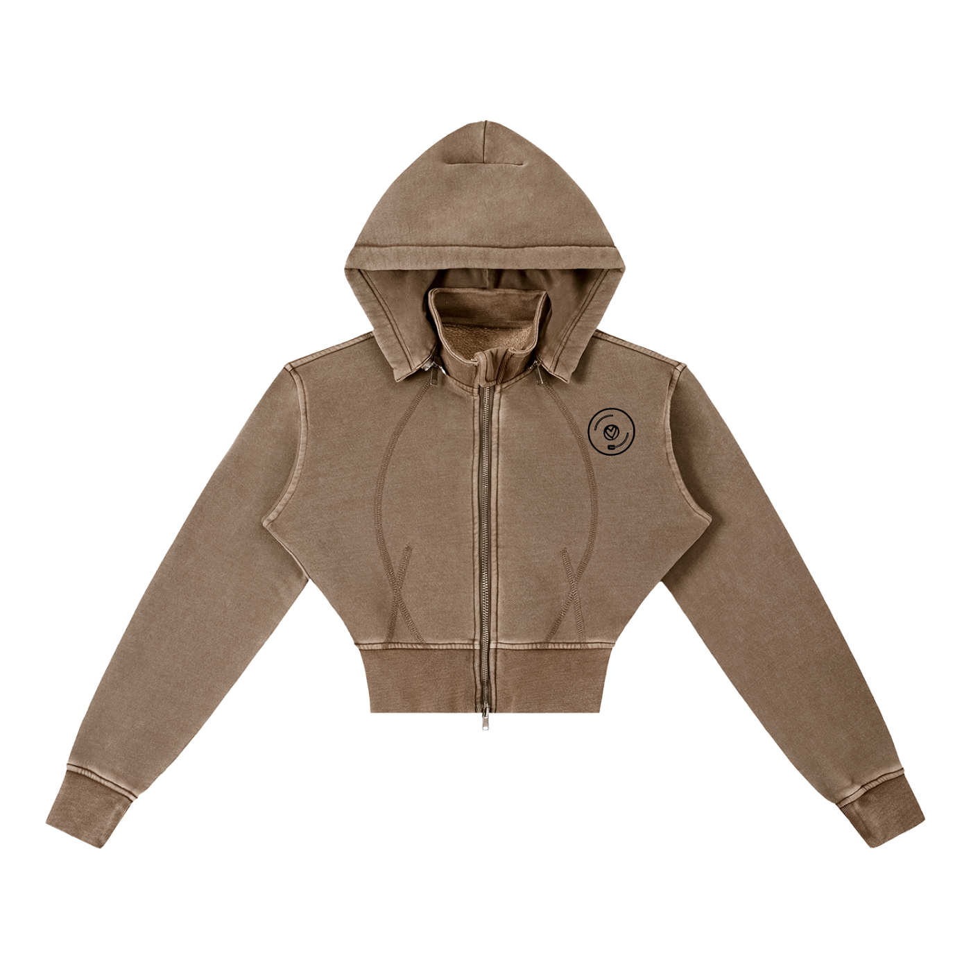 Vinyl Love Cropped Fleece Hoodie - Rave Uniform Front View
