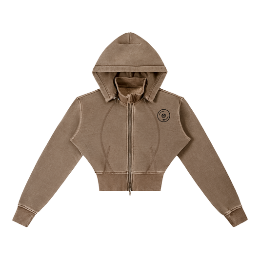 Vinyl Love Cropped Fleece Hoodie - Rave Uniform Front View