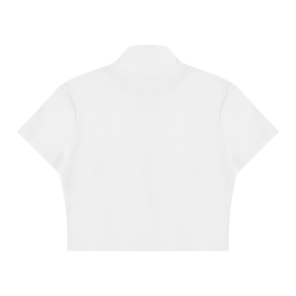 Vinyl Love Cropped Zip-Up T-Shirt - Rave Uniform Detail View