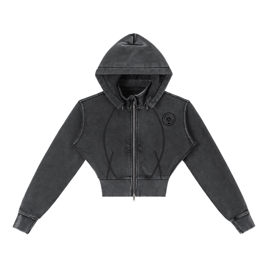 Vinyl Love Cropped Fleece Hoodie - Rave Uniform Back View