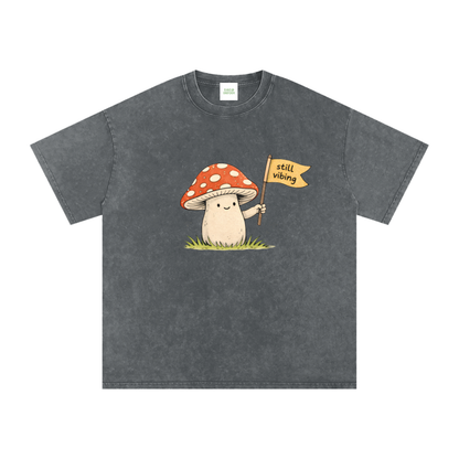 Still Vibin Oversized Vintage T-Shirt in Pirate Gray detail view by Rave Uniform