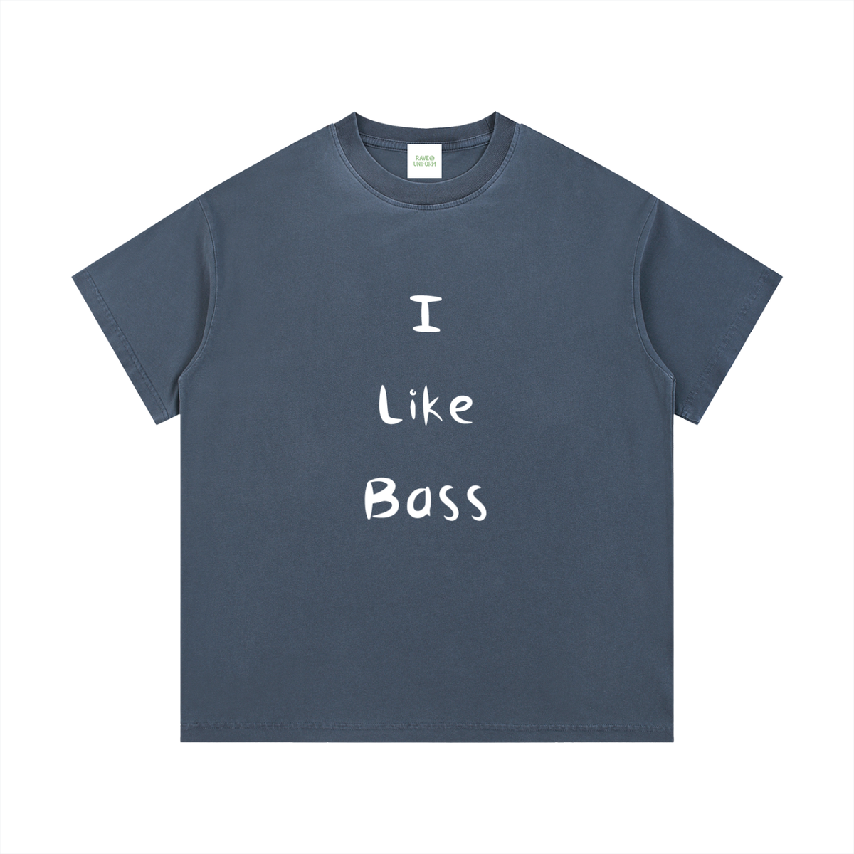 I Like Bass T-Shirt in Gray Blue detail view by Rave Uniform