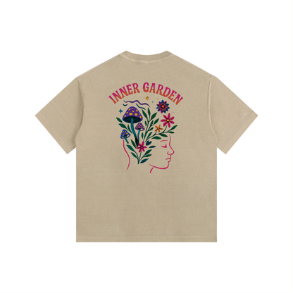 Inner Garden Oversized T-Shirt in Light Apricot alternate view by Rave Uniform