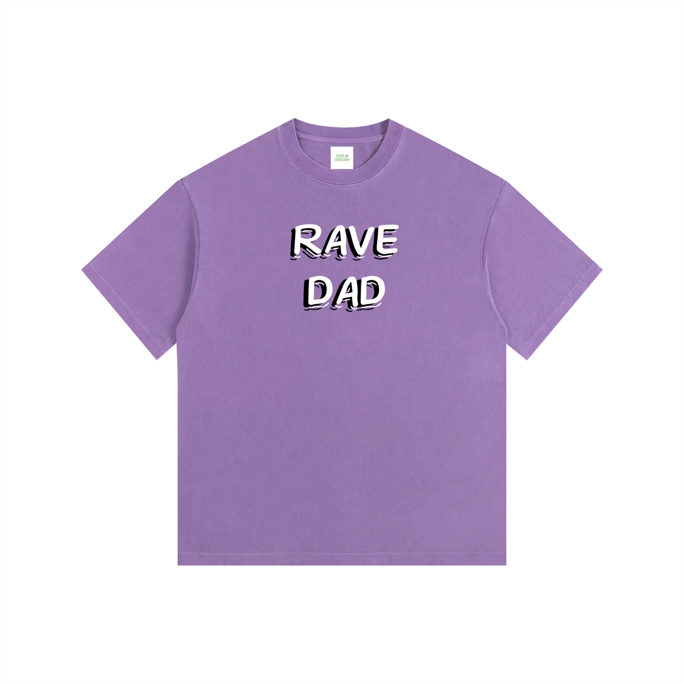 Rave Dad Oversized T-Shirt in Purple detail view by Rave Uniform