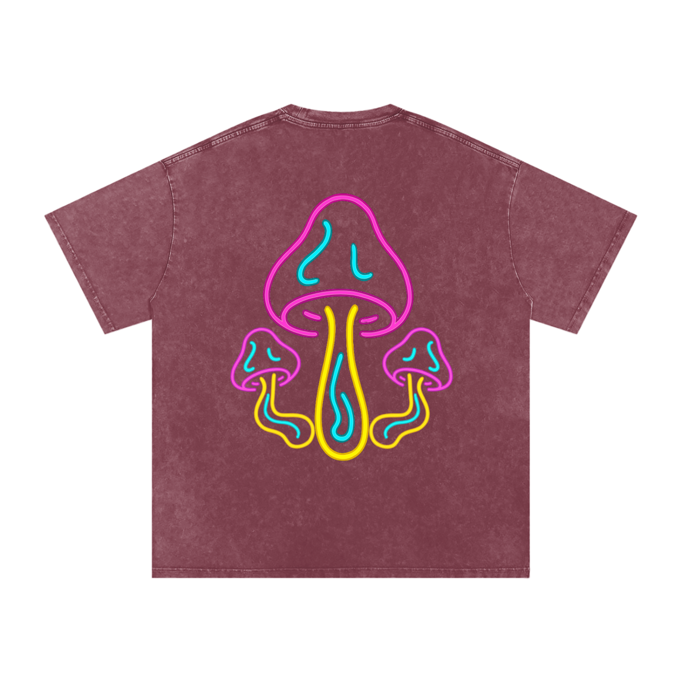 Glowing Mushroom Oversized Vintage T-Shirt in Red detail view by Rave Uniform