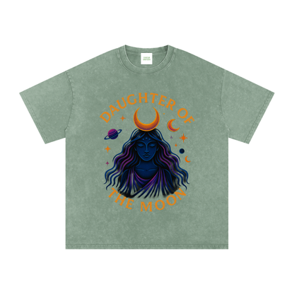 Daughter of The Moon Oversized Vintage T-Shirt in Bean Green by Rave Uniform