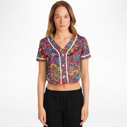 Molten Spring Cropped Baseball Jersey, front, on model