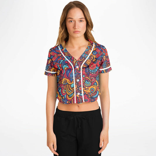 Molten Spring Cropped Baseball Jersey, front, on model