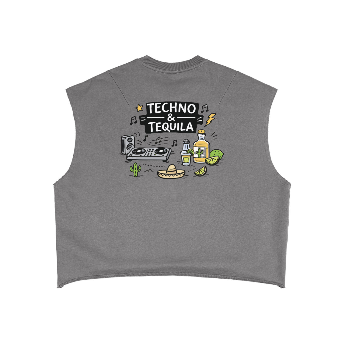Techno & Tequila Boxy Tank Top in Gray alternate view by Rave Uniform