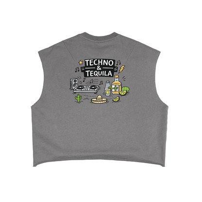 Techno & Tequila Boxy Tank Top in Gray alternate view by Rave Uniform