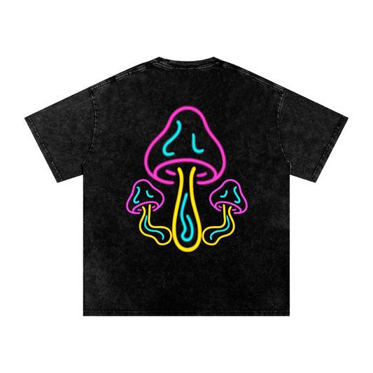 Glowing Mushroom Oversized Vintage T-Shirt - Rave Streetwear View