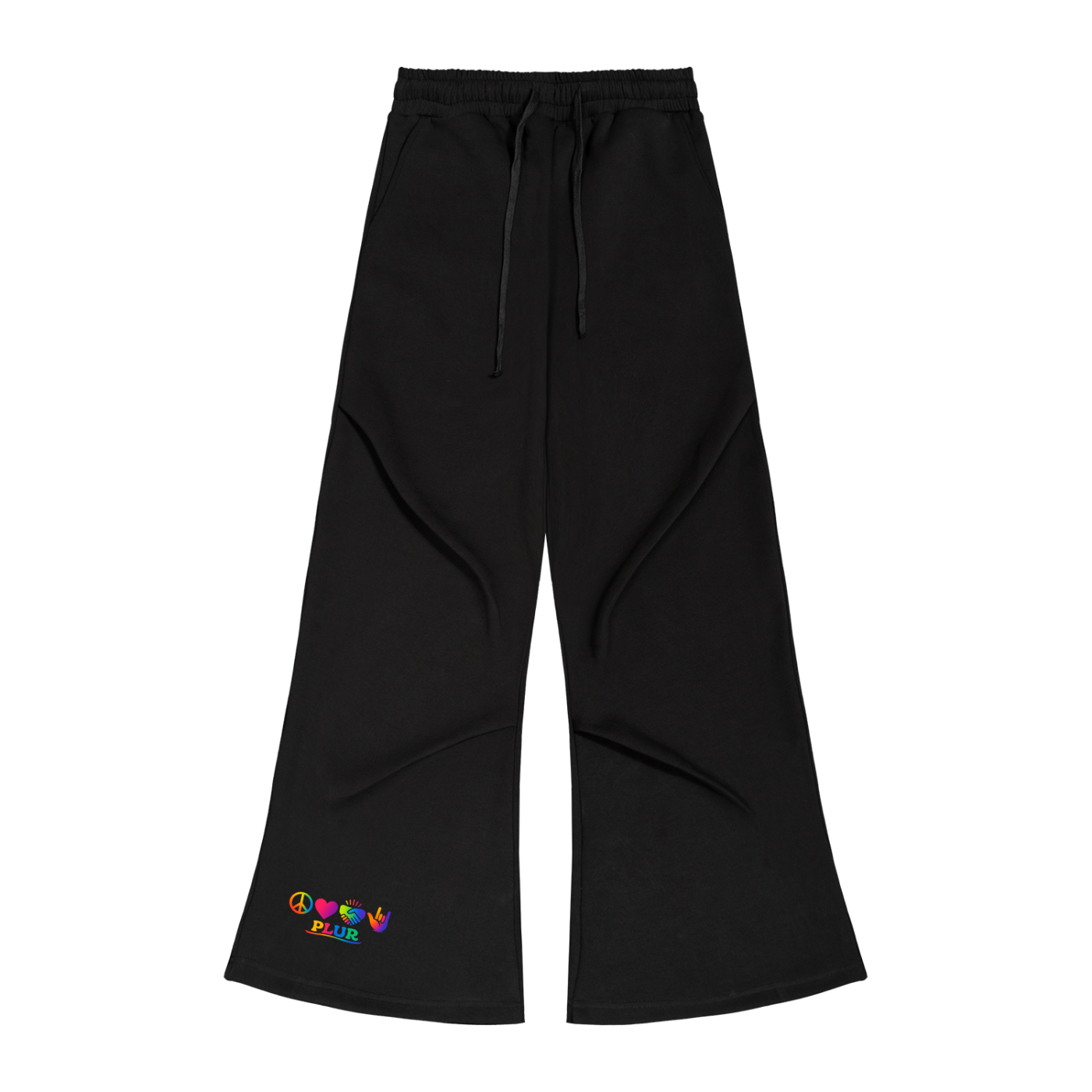 Wide Leg Drawstring Sweatpants in Black by Rave Uniform