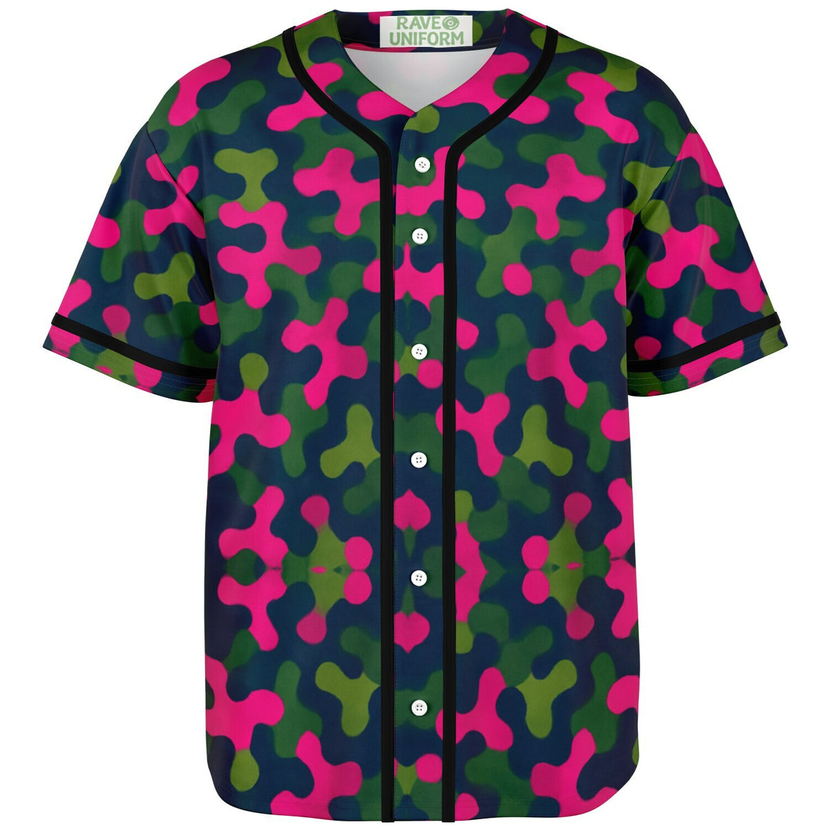 Rave Camo Baseball Jersey front view by Rave Uniform