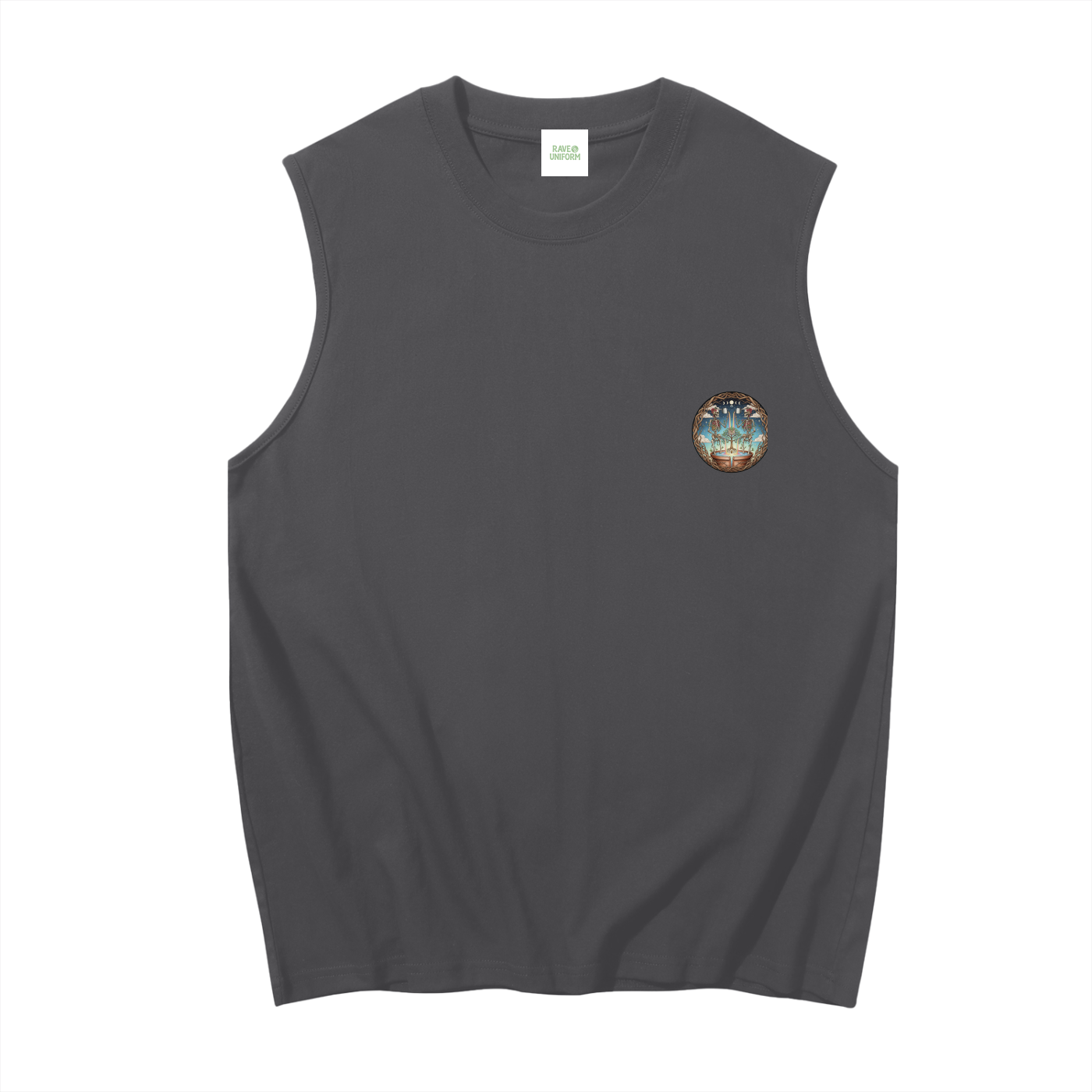 Plant Friends Muscle Tank Top in Medium Grey by Rave Uniform