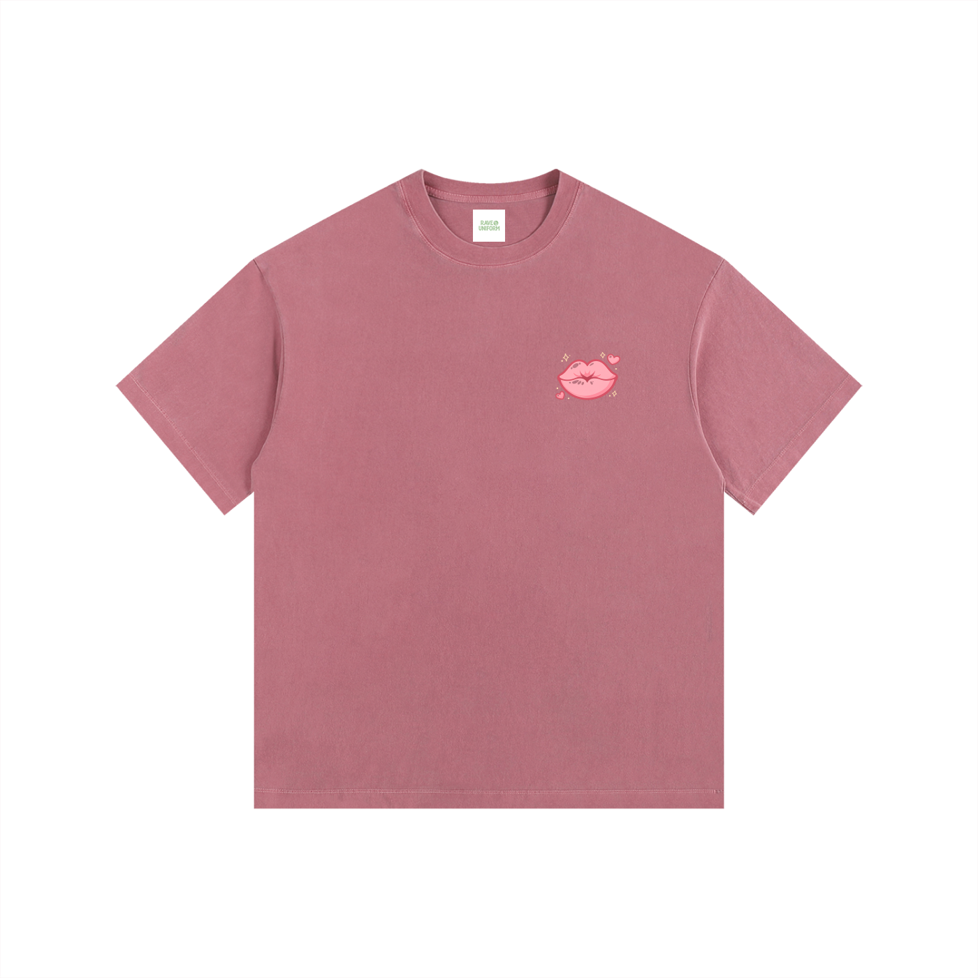 Smoochie Oversized T-Shirt in Ancora Red detail view by Rave Uniform