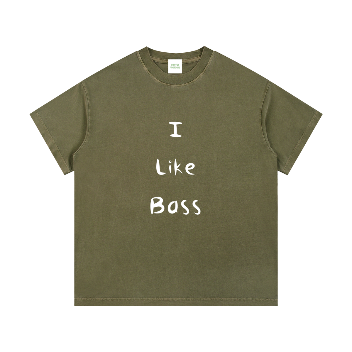 I Like Bass T-Shirt in Army Green detail view by Rave Uniform