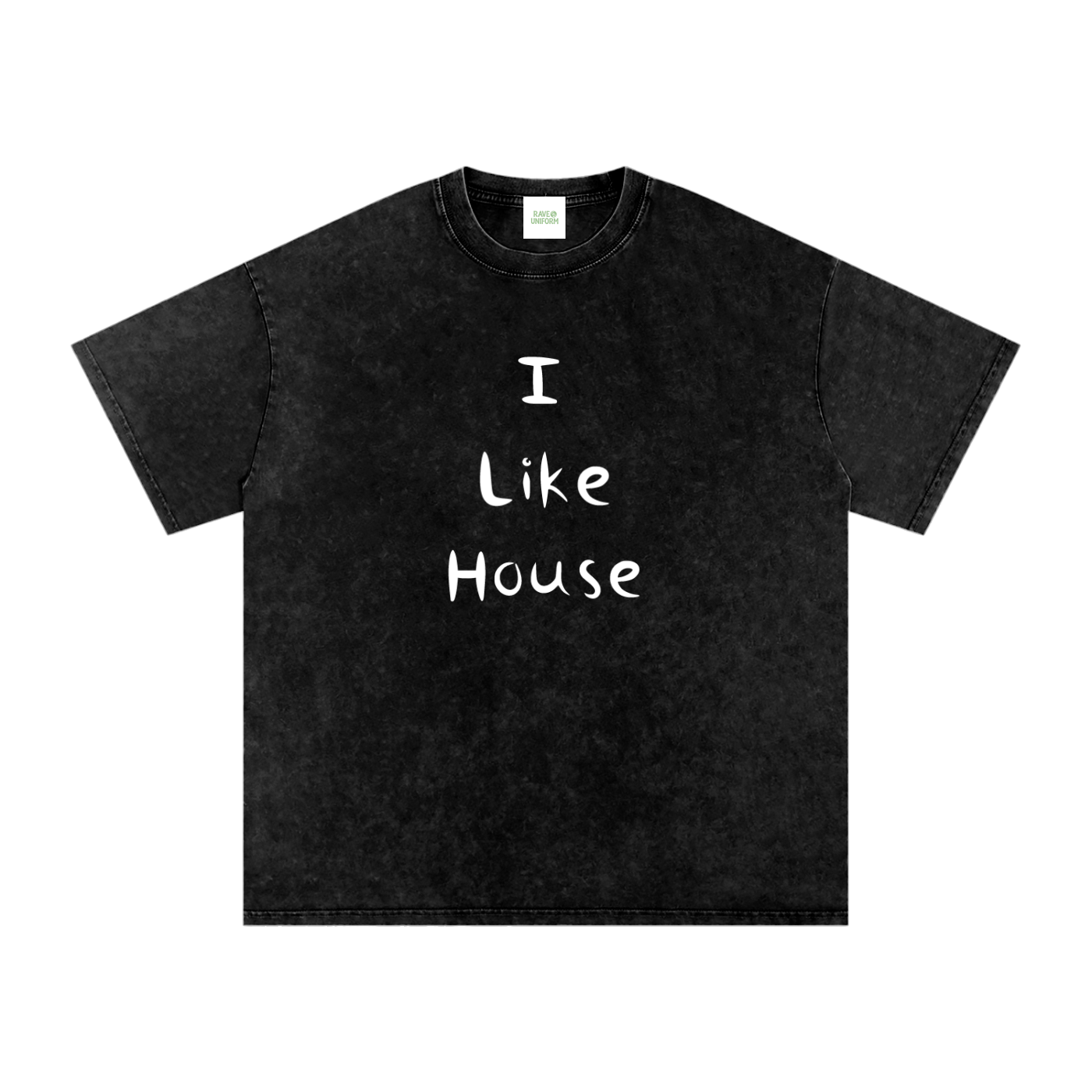 I Like House Oversized Vintage T-Shirt in Black by Rave Uniform
