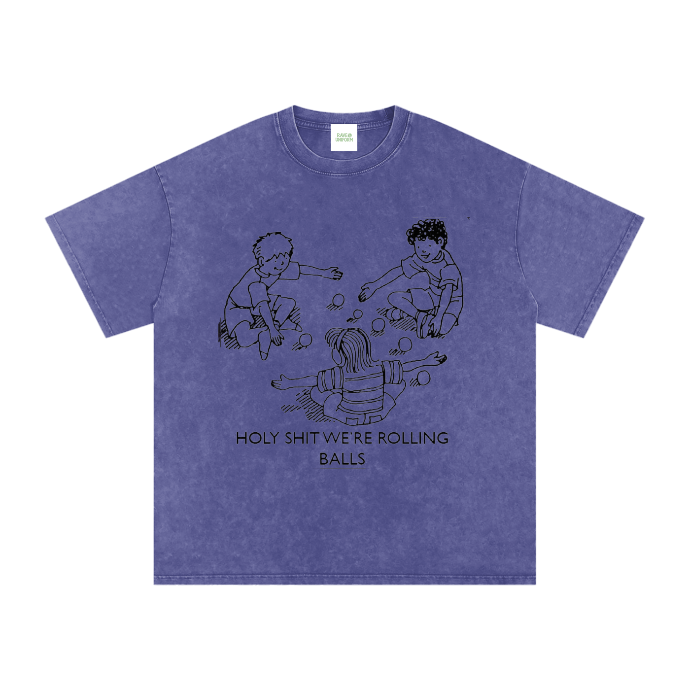 Rolling Balls Oversized Vintage T-Shirt in Purple Haze detail view by Rave Uniform