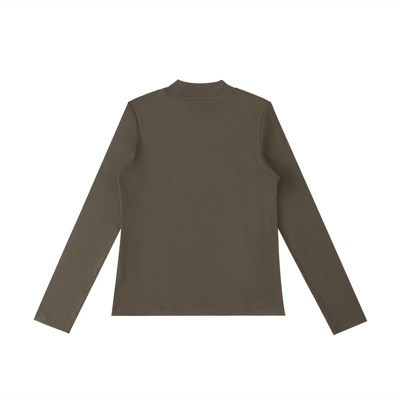 Essential Mock Neck Long Sleeve T-Shirt in Coffee detail view by Rave Uniform
