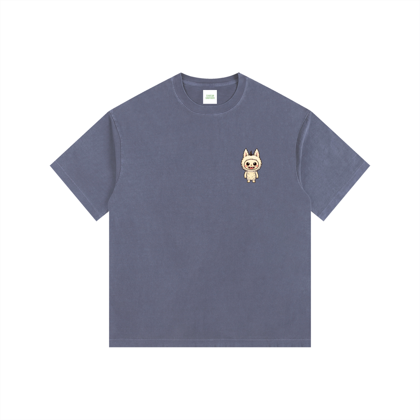 Labubu Oversized T-Shirt in Navy Blue detail view by Rave Uniform
