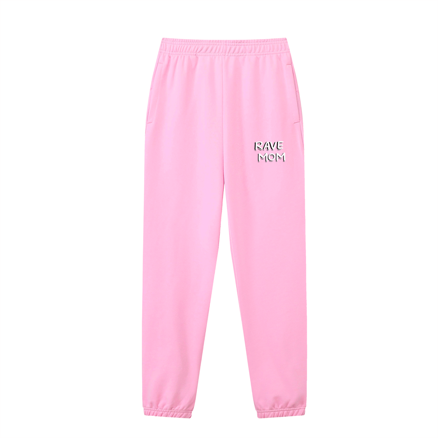 Rave Mom Cuffed Sweatpants in Pink detail view by Rave Uniform